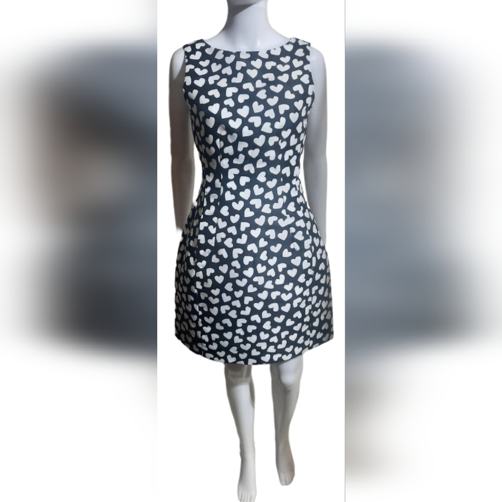 NWT Kate Spade Dancing Hearts Domino Dress Black Cream White Formal size 2